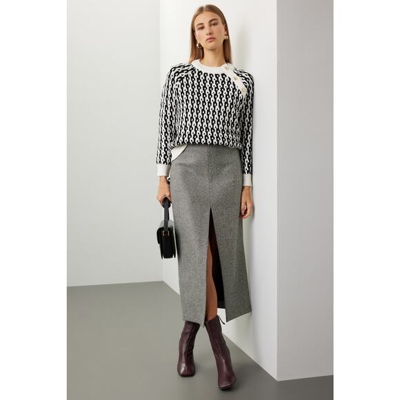 Derek Lam Collective Button Shoulder Geometric Knit Crewneck Sweater Size Medium - Picture 1 of 15